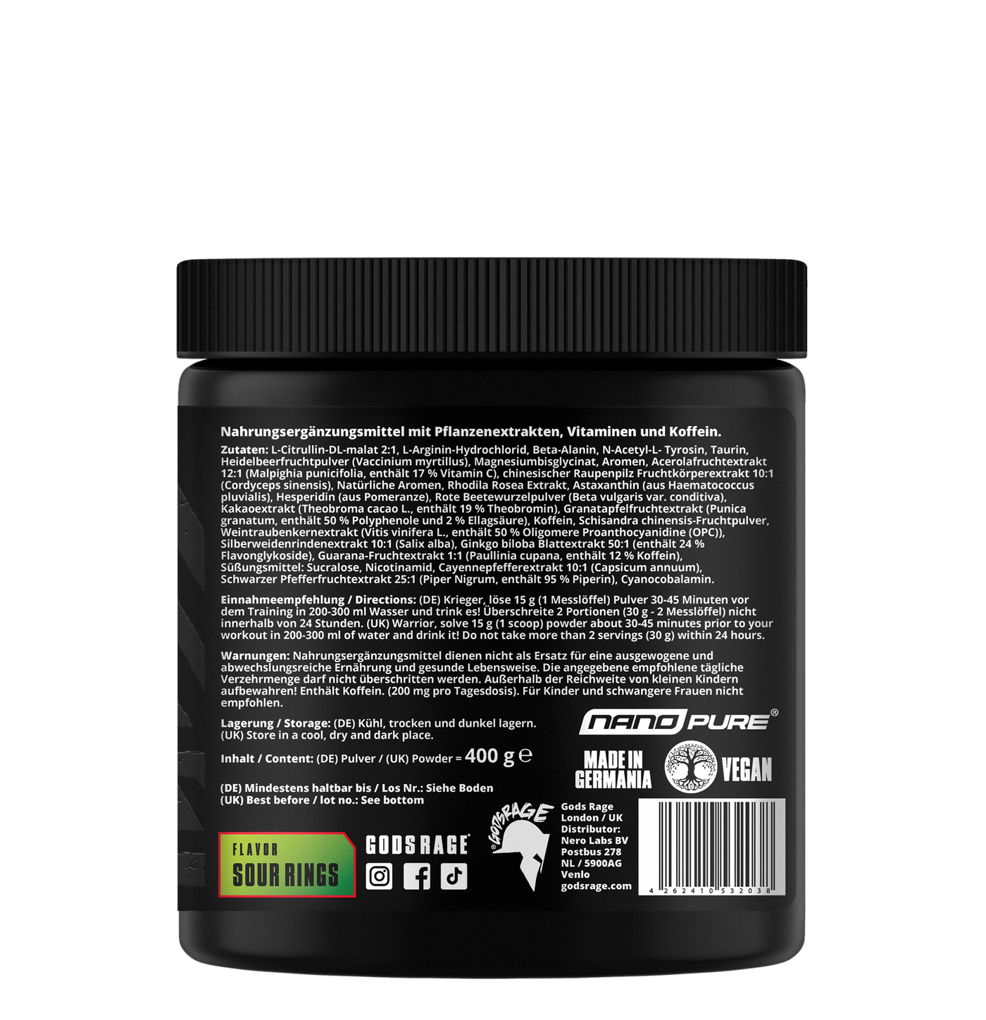 Valhalla Pre-Workout · 400g · Sour Apple Rings