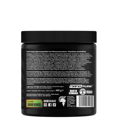 Valhalla Pre-Workout Sour Apple Rings 400g