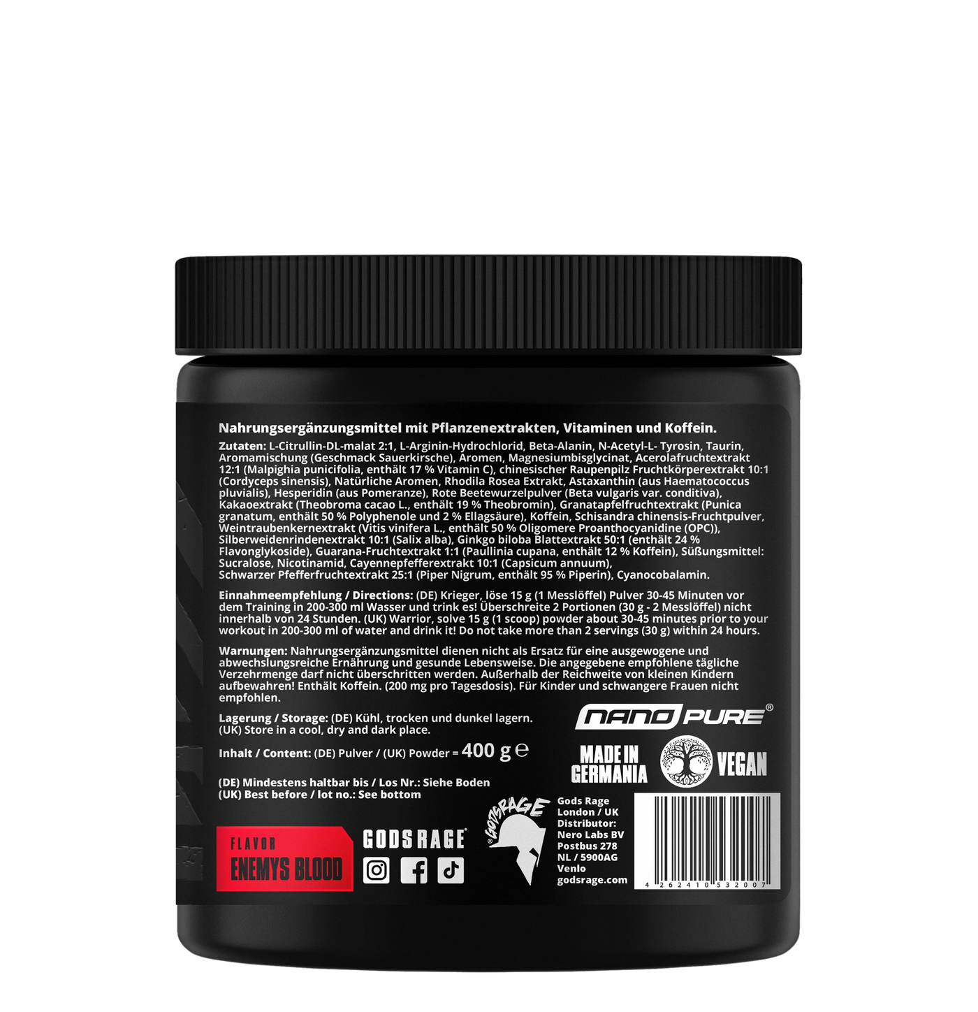 Valhalla Pre-Workout · 400g · Enemys Blood