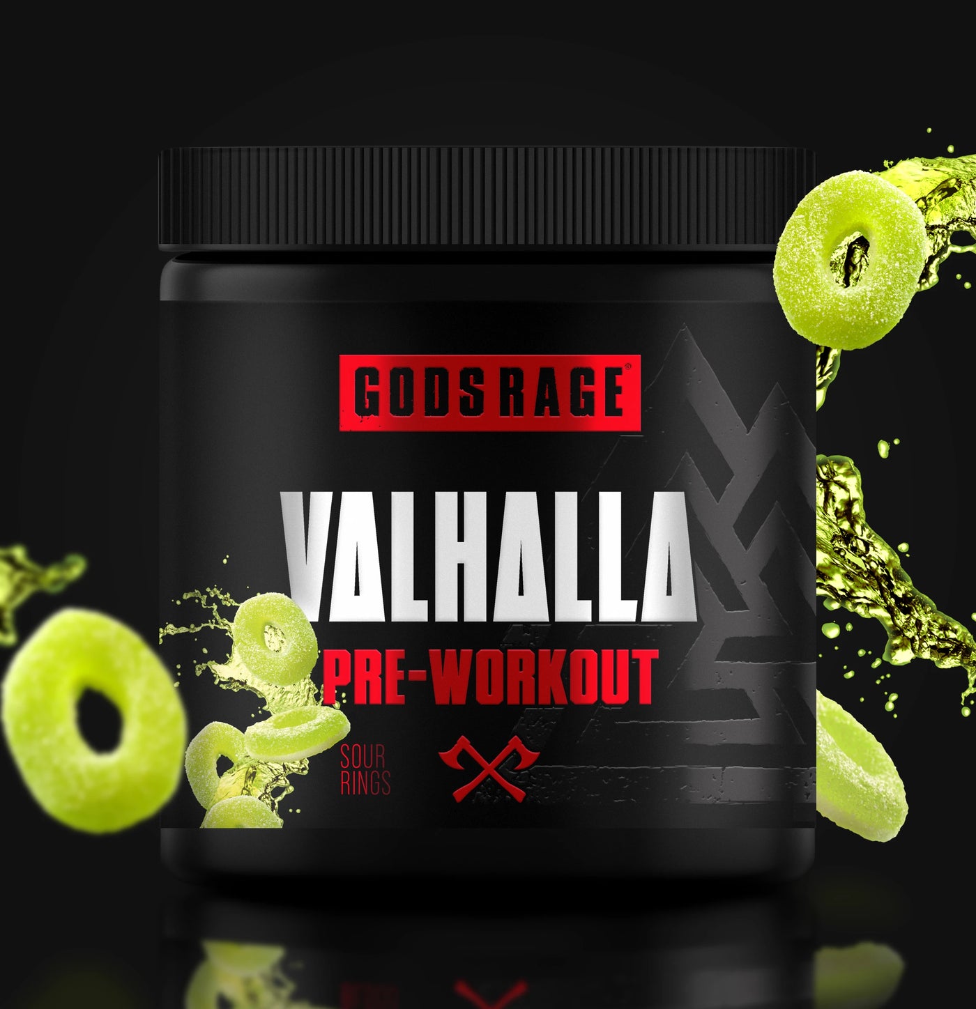 Valhalla Pre-Workout Sour Apple Rings 400g